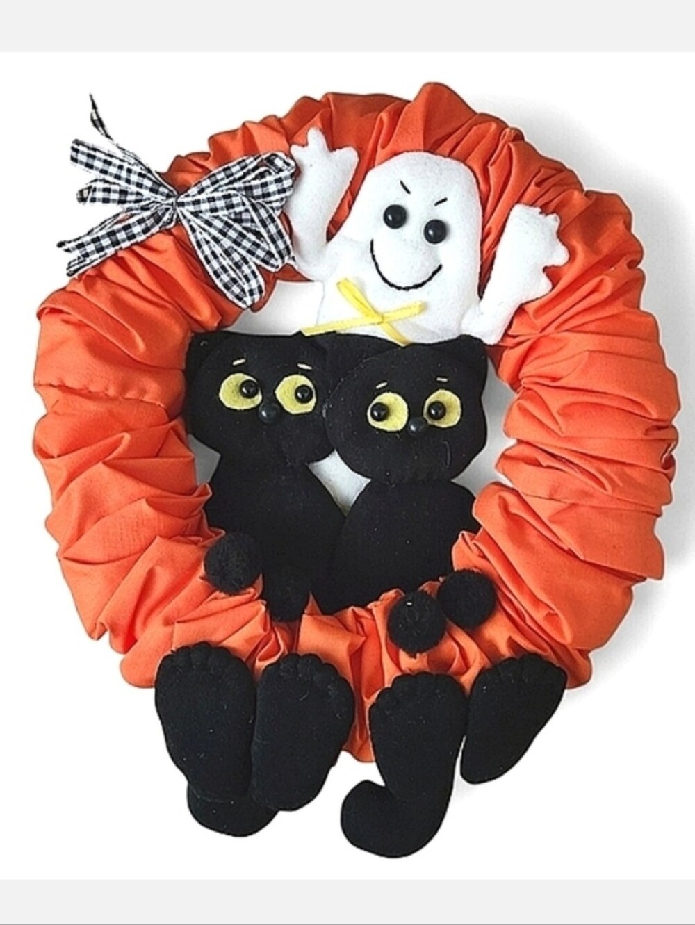 Vintage Handmade Scaredy Cats Welcome Halloween Wreath